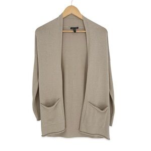 Eileen Fisher High Collar Cardigan Size XS Maple Oat Organic Cotton Tencel